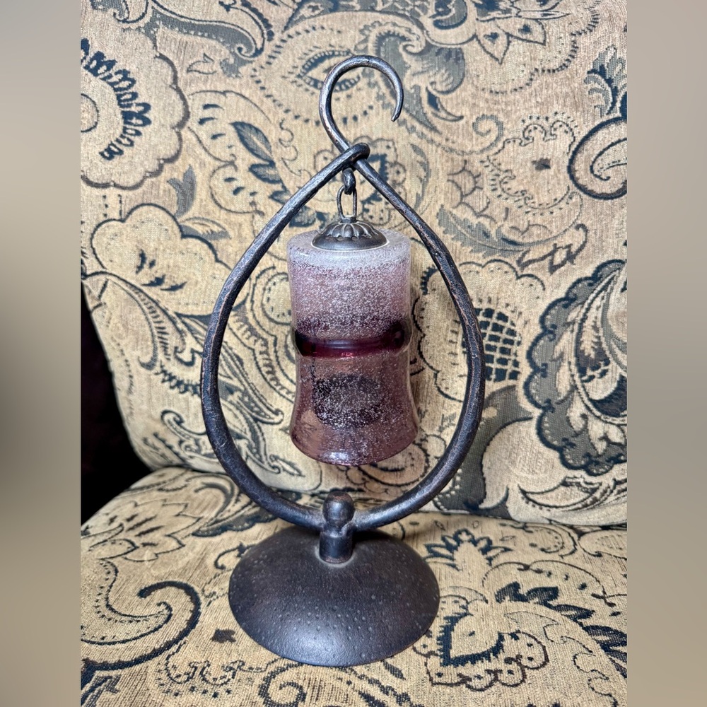 Hand Crafted Black and Purple Candle Holder with Elegant Design